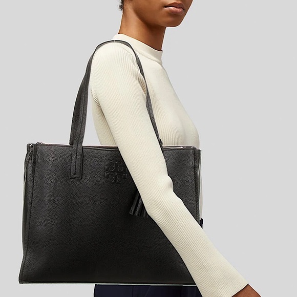 Tory Burch Black Large Leather Tote - Picture 3 of 7